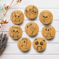cute engraved animal wooden drawer knob boho nursery cabinet pulls nature wood coat wall hook childrens room furniture handles