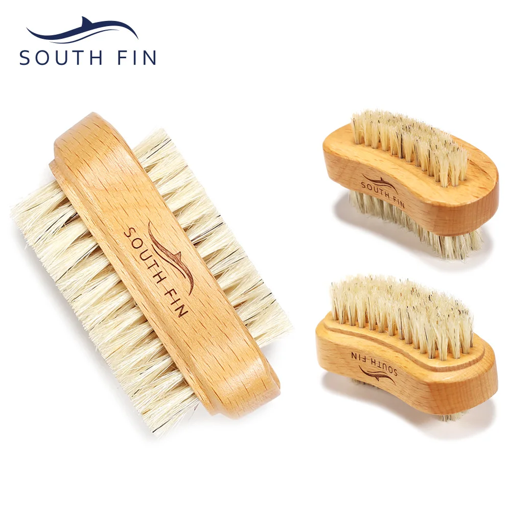 

Южный плавник, 2-головное волокно, бечевое дерево, скребок, двухсторонняя натуральная щетина деревянная кисточка для ногтей