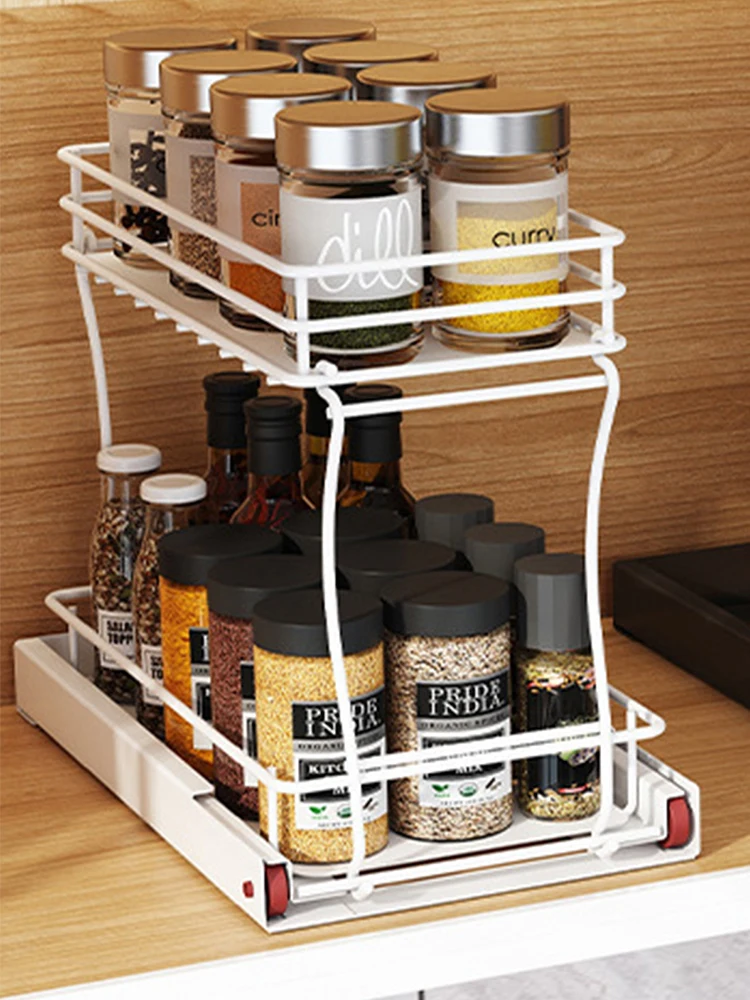 

Holder Kitchen Shelf Organiser Floor Type Double Layer Dishes Storage Rack Under Sink Multifunction Shelf Bathroom Storage