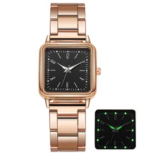 YESOOK – montre-bracelet carrée en acier inoxydable pour femmes, marque de luxe, Quartz doré, étanche