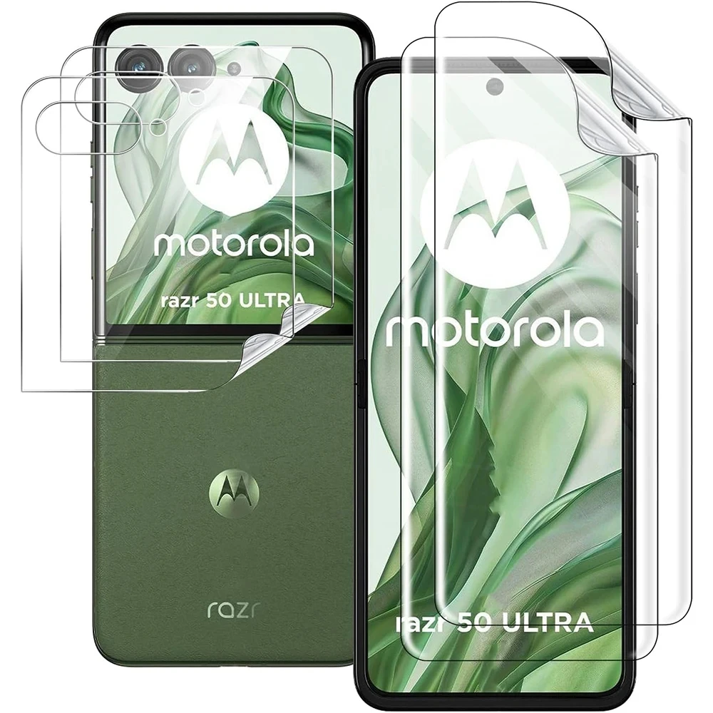 4 в 1 Гидрогелевая пленка для Moto Razr 50 Ultra Ультра полное покрытие мягкое HD - Цена: 490