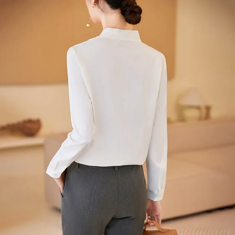 Стильная женская белая рубашка с длинным рукавом новый дизайн городской