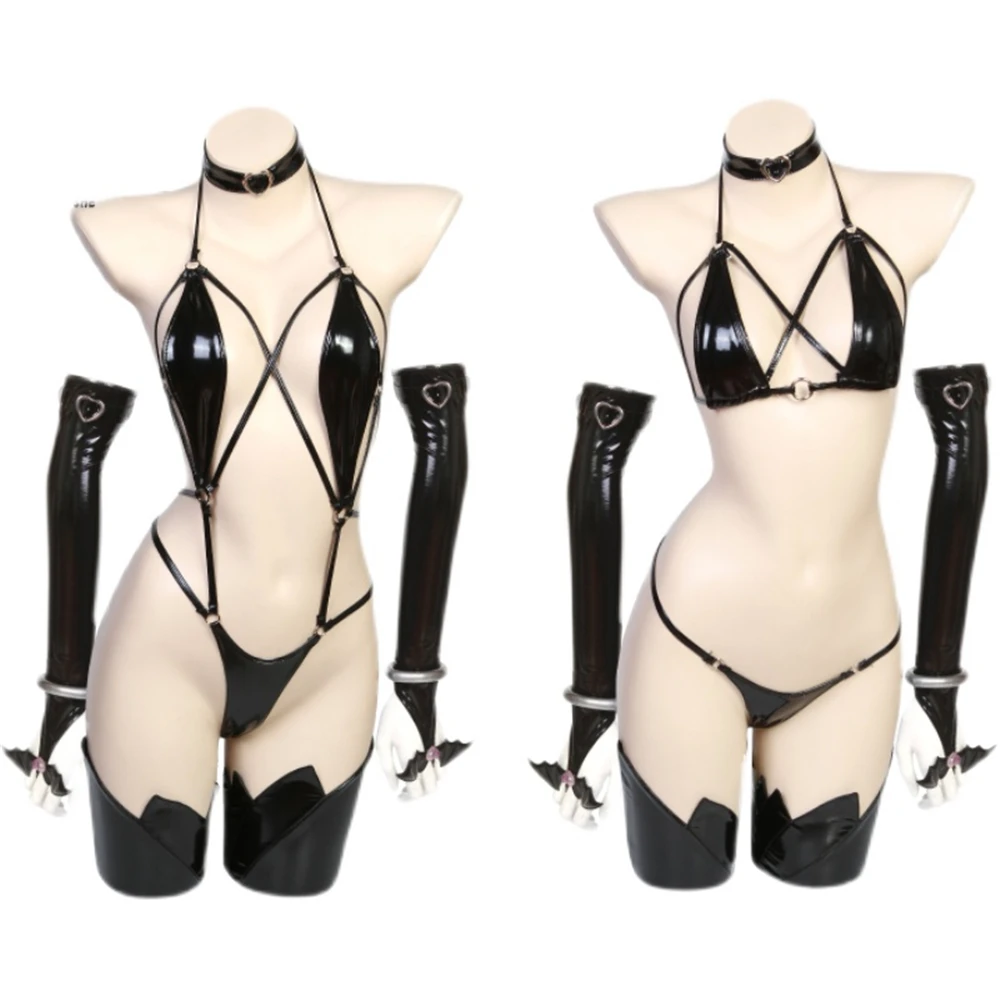 Женский комбинезон из ПУ кожи оригинальный дизайн |