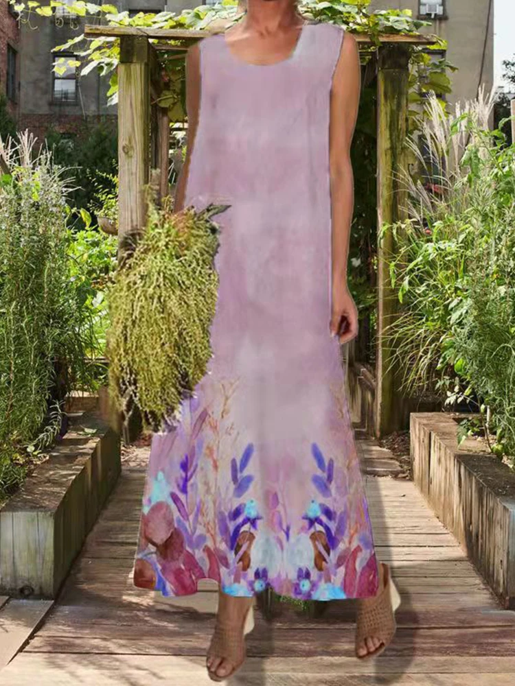 

Модное свободное женское платье, Новое Элегантное Длинное платье с цветочным принтом, летнее элегантное праздничное вечернее платье без ру...