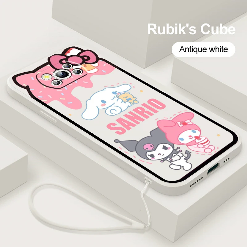 

Sanrio Hello Kitty Kulomi Phone Case For Xiaomi Mi Poco X4 X3 C40 C3 M4 M3 F4 F3 GT Pro NFC 5G Back Cover Liquid Rope Funda