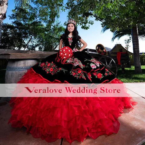 Мексиканские платья Charro 15 лет, платье Quinceanera 2022, платья для девочек из органзы, платье для выпускного вечера