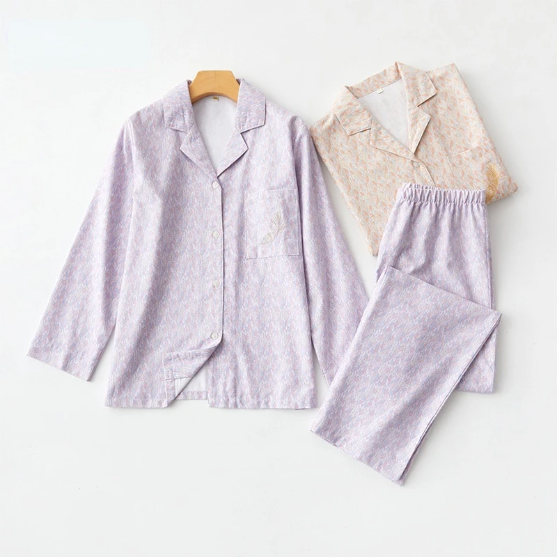 Женский хлопковый пижамный комплект 2022 теплый домашний костюм с длинным рукавом