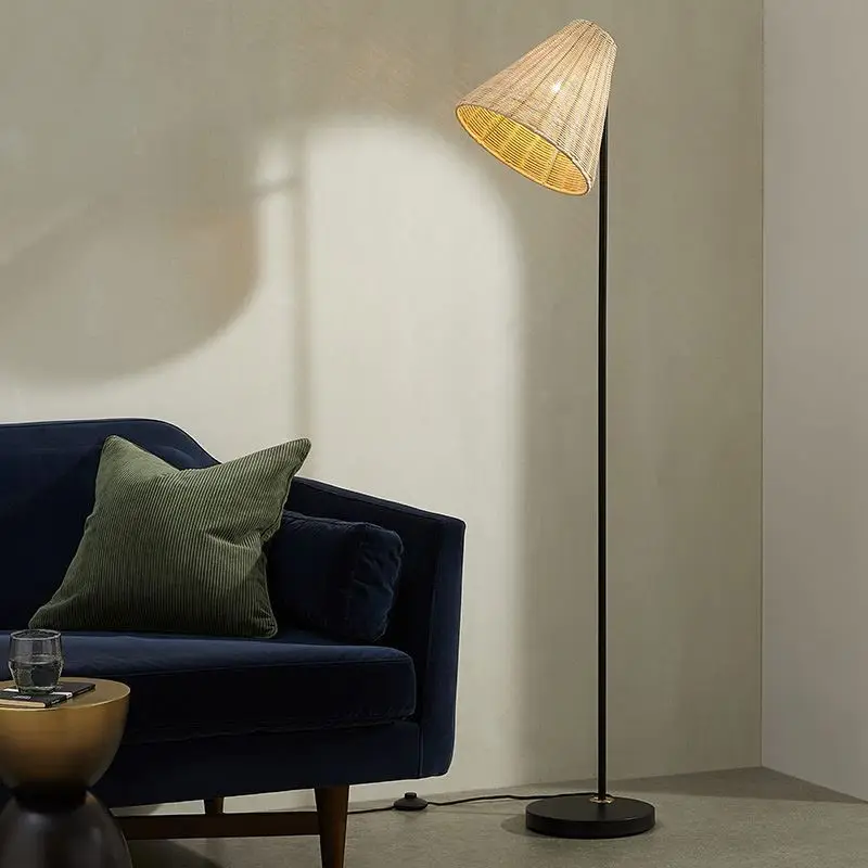 

Japanese Style Table Lamp Hand Made Rattan Floor Lamps For Living Room Bedroom Decor Lighting Modern Home Bedside Standing Lamp