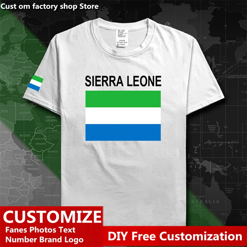 

Sierra Leone Leonean Country T shirt Custom Jersey Fans DIY Name Number LOGO High Street Fashion Loose Casual T-shirt