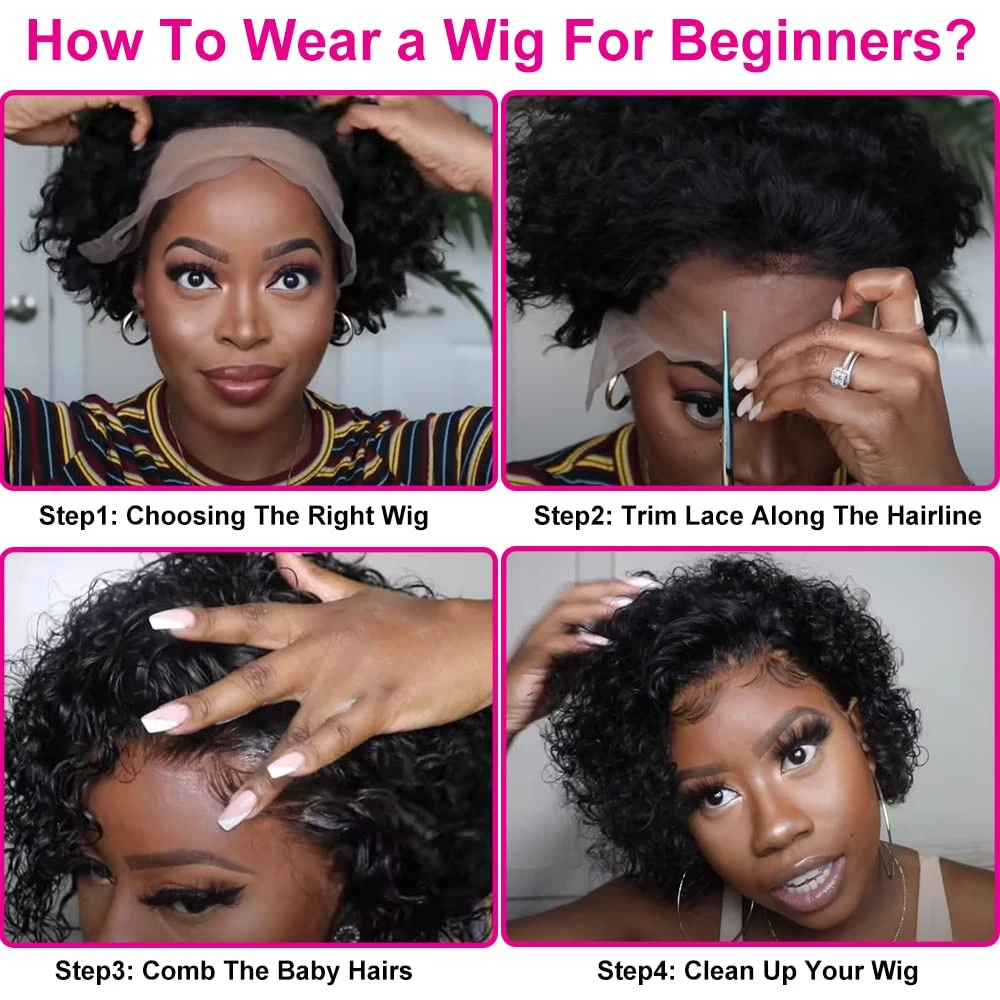 Парик фея из человеческих волос короткий вьющийся боб парик коричневый бордовый