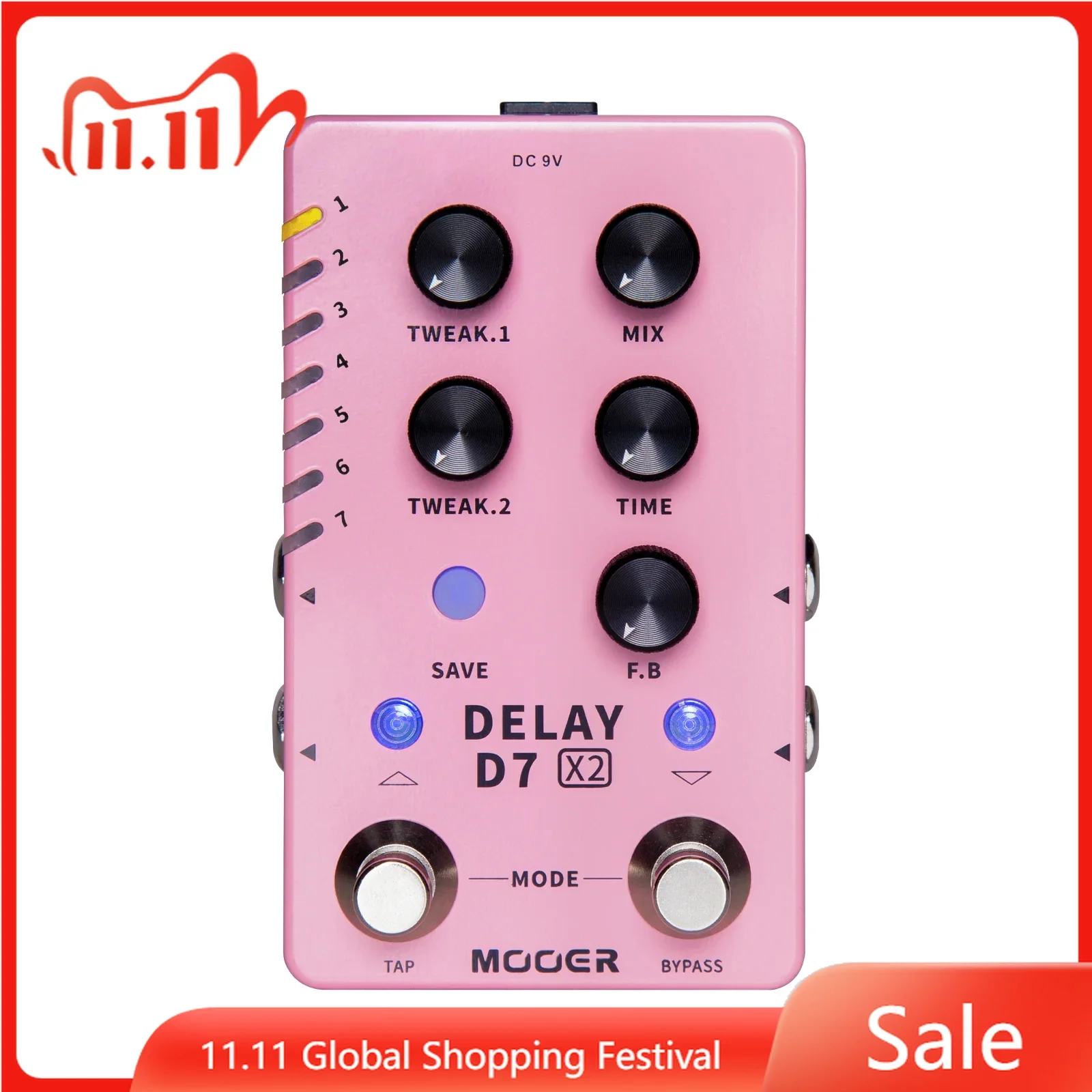 

MOOER D7 Delay X2 Guitar Effect Pedal Dual Footswitch Stereo Delay Pedal Effect with Tweak Knob 14 Built-in Stereo Delay Effects