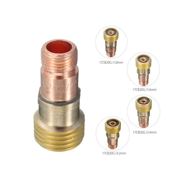 

1PCS 1.0/1.6/2.4/3.2mm Brass Collets Body Stubby Gas Lens Connector With Mesh For TIGWP PTA DB SR WP 17 18 26 Torch