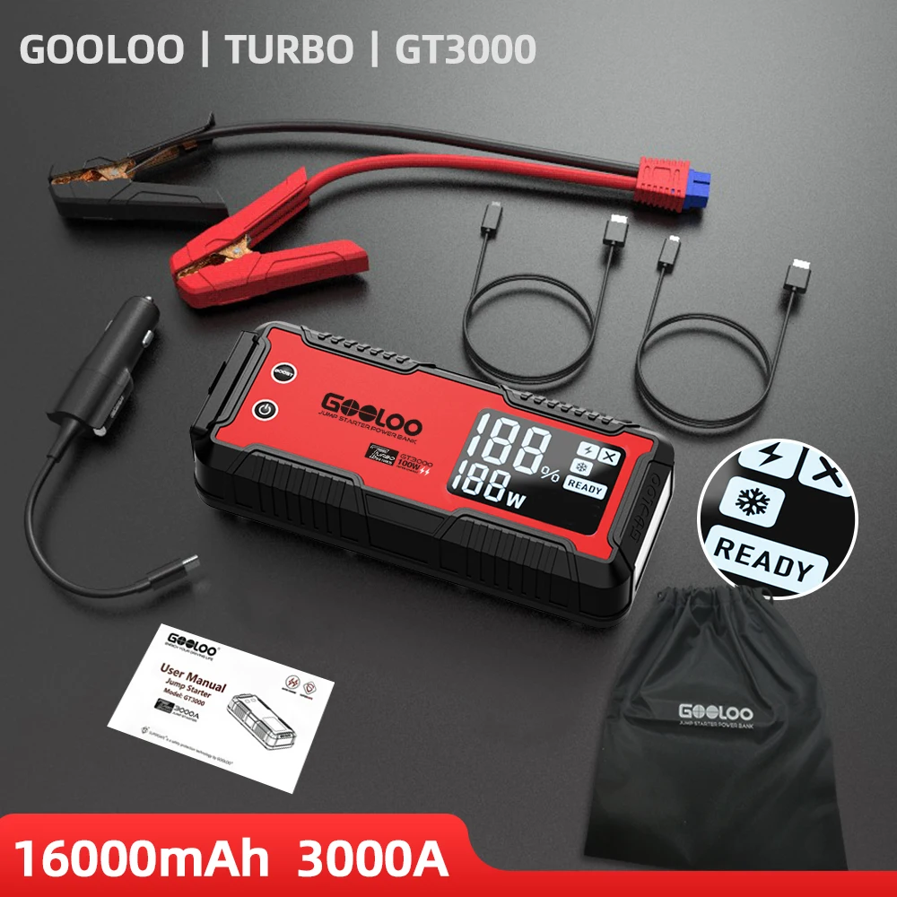 

GOOLOO 59,2 Втч автомобильный стартер Power Bank 3000A автомобильное зарядное устройство автоматический аварийный усилитель пусковое устройство Jump Start
