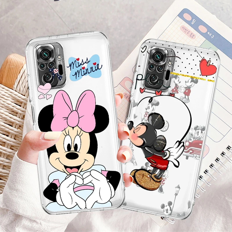 

Pink Disney Minnie Mickey Transparent Phone Case For Xiaomi Redmi Note 12 11E 11S 11 11T 10 10S 9 9T 9S 8 8T Pro Plus 5G 7