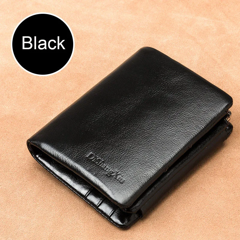 Genuine Leather Men's Wallet with RFID Blocking Large Capacity Trifold Wallet ID Window Credit Card Holder