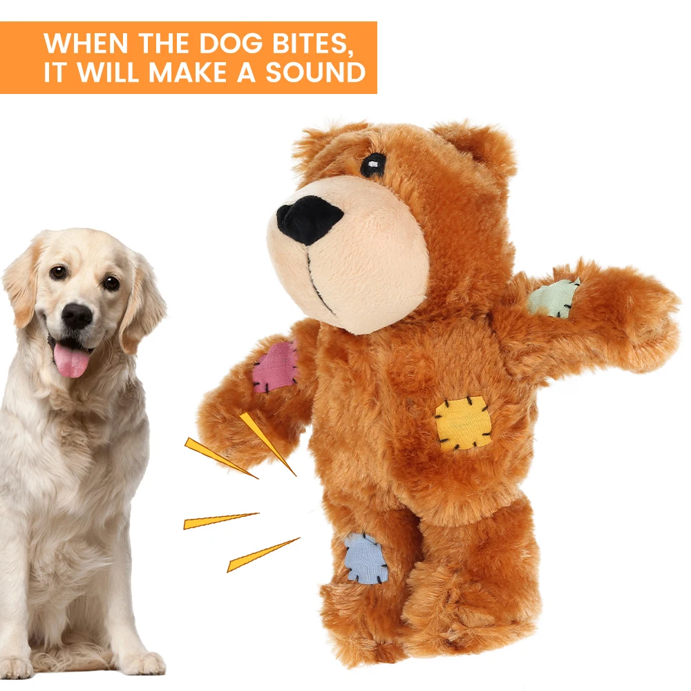 Жевательные игрушки для собак мягкий плюшевый медведь пищалка веревка Тедди