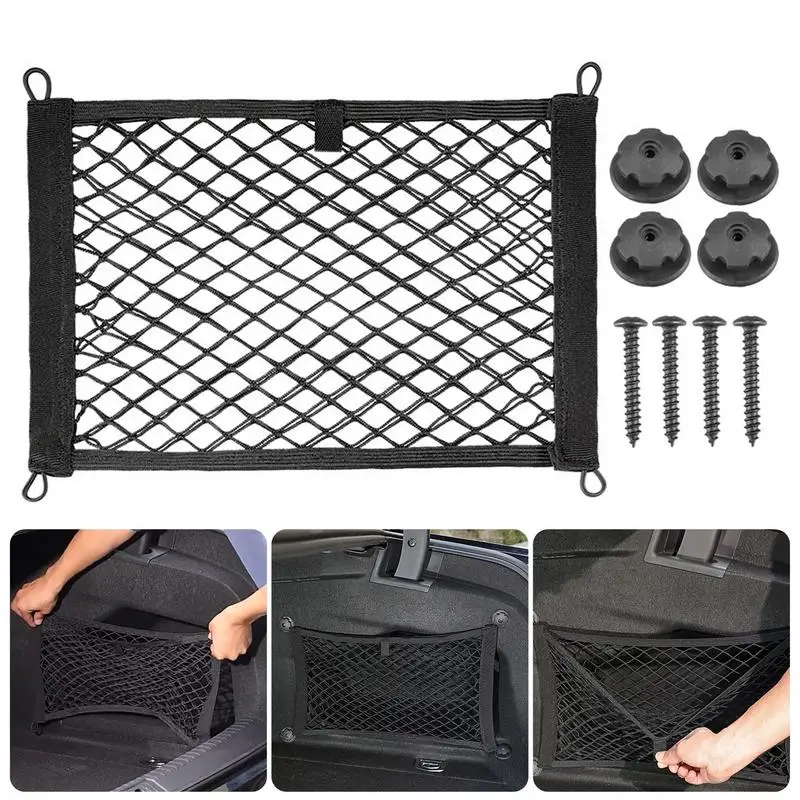 

Car Back Rear Trunk Storage Automotive Net Seat Elastic String Organizer Storage Stretchable Mesh Nets with Hooks Accessories