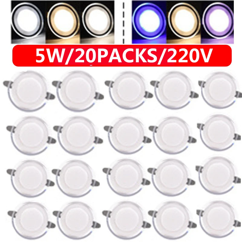 

10-20 Packs LED Downlights 220V 3 Color Dimmable Down Lights Indoor LED Ceilling Lamp Recessed Ceiling Lights
