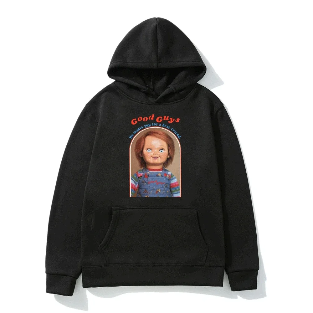 

Men He Wants You for A Best Friend Chucky Print Hoodie Casual Harajuku Anime Hooded Sweatshirts Unisex Tracksuit Pullover Men's