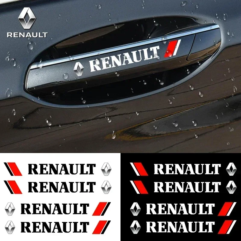 4 шт. наклейки на дверные ручки автомобиля зеркало заднего вида для Renault QM6 Kadjar Clio