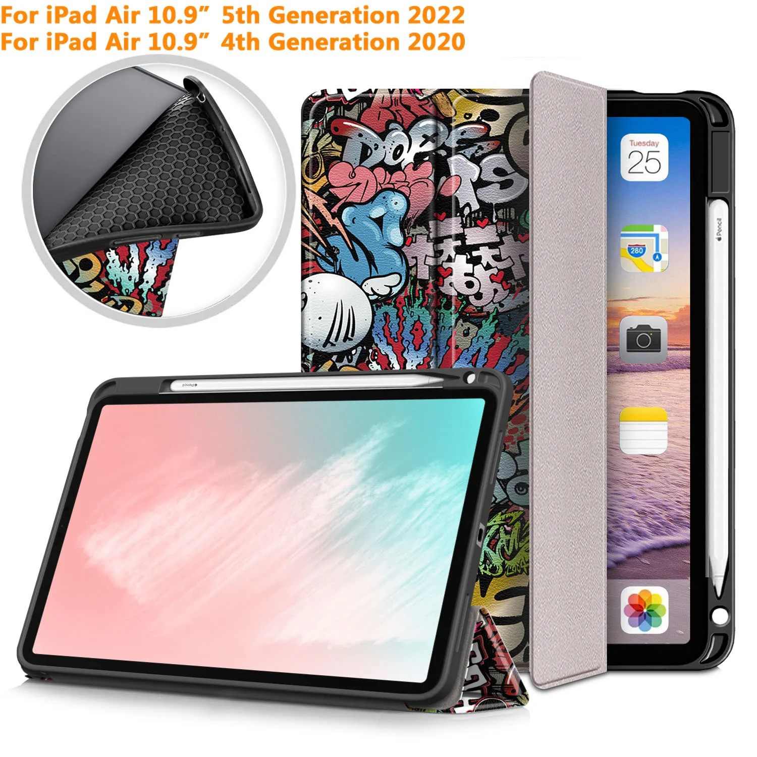 

For iPad Air 5 Tablet Case 10.9'' 2022 with Pencil Holder Magnetic Folding Smart Cover For iPad Air 4 4th Generation 2020 Cover