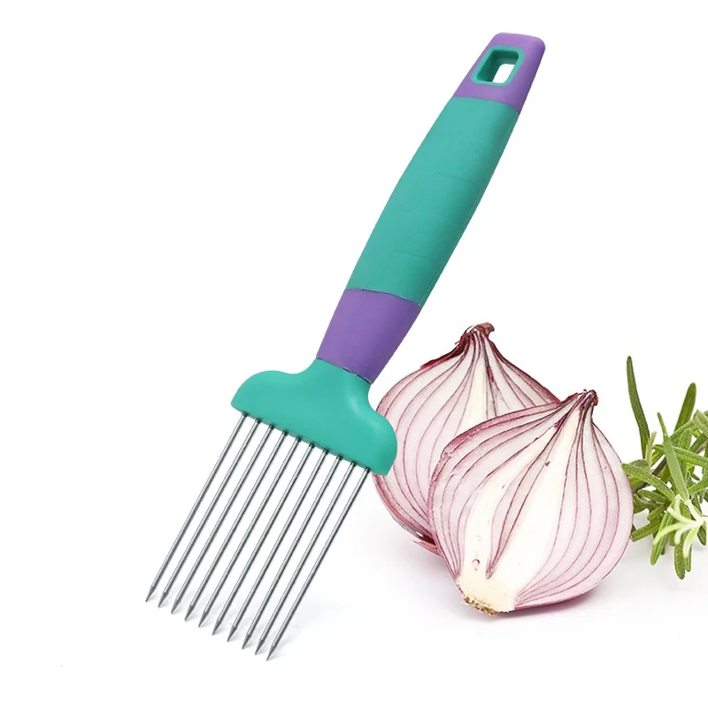 

Stainless Steel Onion Auxiliary Holder Slicer Vegetable Fruit Tool Meat Needle Fixed Slicer Lemon Slicer Kitchen Accessories