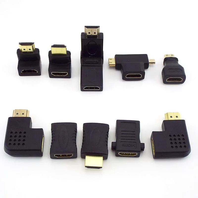90 180 270 360 градусов Micro HDMI-совместимый разъем-адаптер папа-мама конвертер для ПК