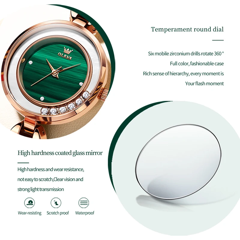 OLEVS Fashion Creative Womens Quartz Watch For Women Small Dial Casual Watch Leather Strap 30M Waterproof Watch Reloj Mujer 5540