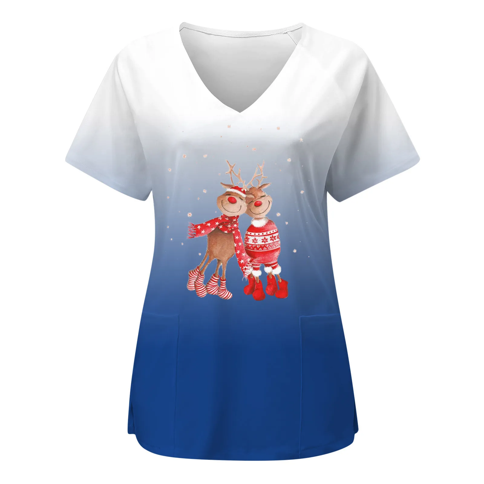 

Christmas Womens Short Sleeve V Neck Printed Top Nurses Long Sleeve T Shirts for Women Lounge Top Women Ladies Football Shirts