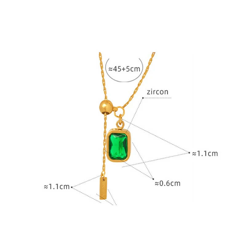 Женское регулируемое ожерелье с изумрудом