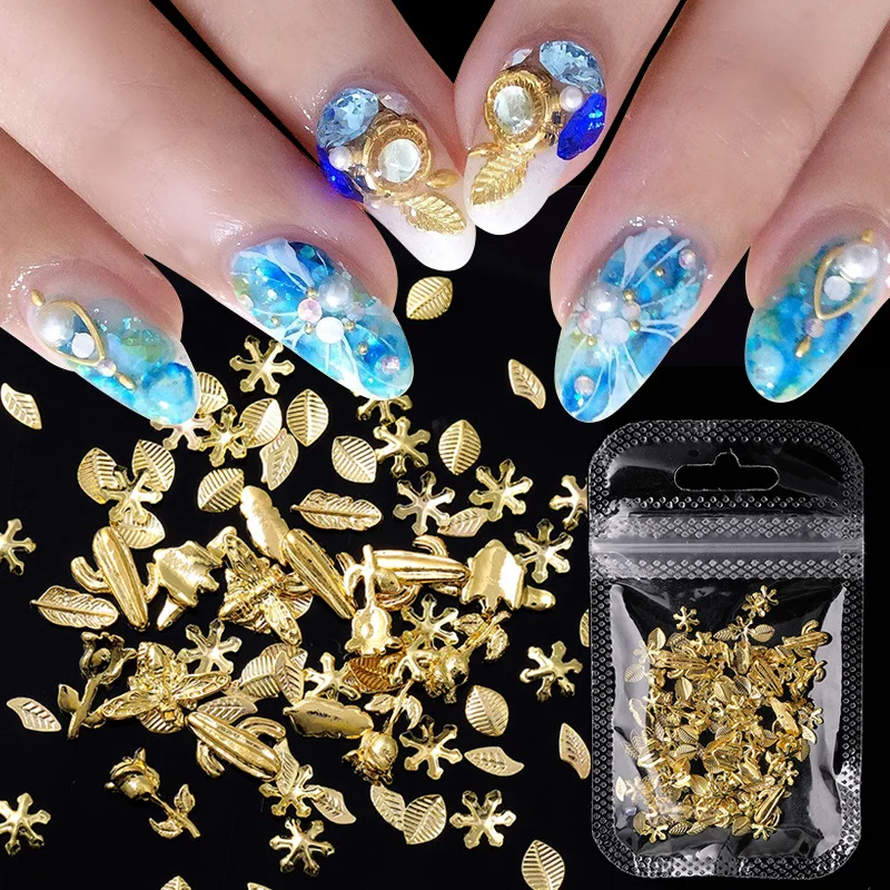 

Manicure Metal Studs Metallic Slice 3D Nail Rivet Starfish Shell Nail Decoration Gold Ocean Punk Nail Charms Nails Accessories