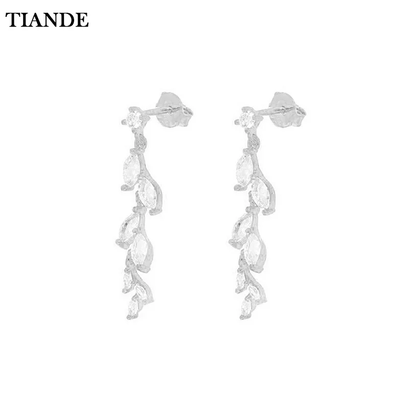 

TIANDE Gold Plated Dangle Earrings for Women Fashion Piercing Exquisite Zircon Women's Stud Earrings 2023 Jewelry Wholesale
