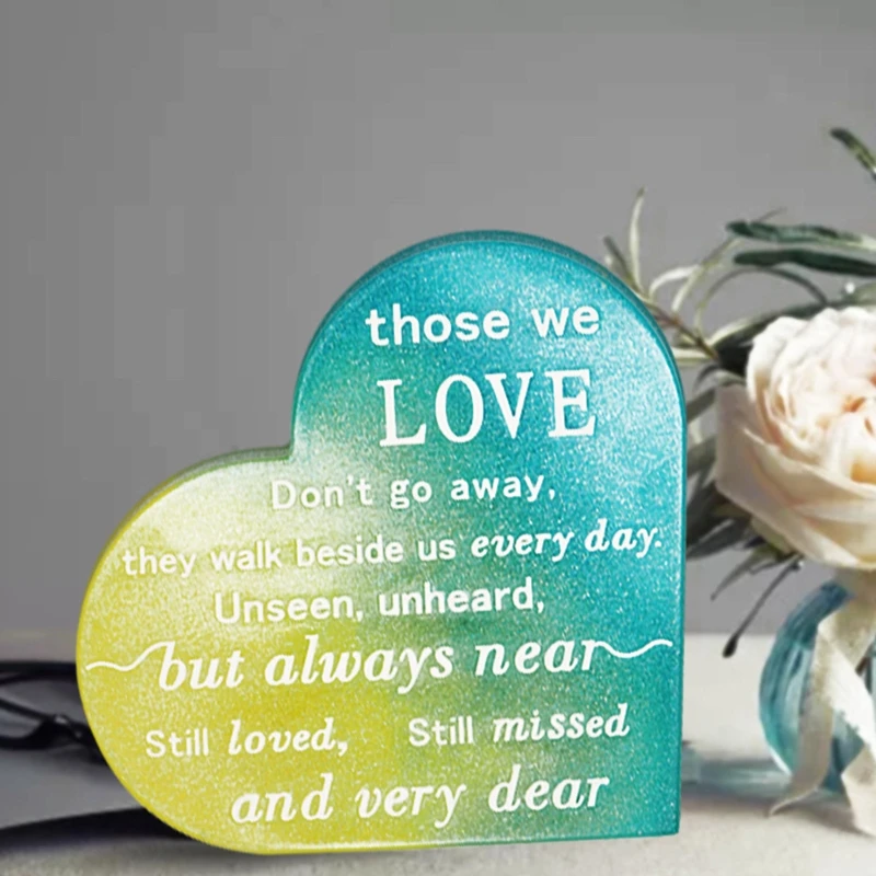 

N58F Heart Sign Mold Resin Mold Silicone Mold for Epoxy Resin Heart Memorial Mold Sign Condolence Silicone Mold Coaster Molds