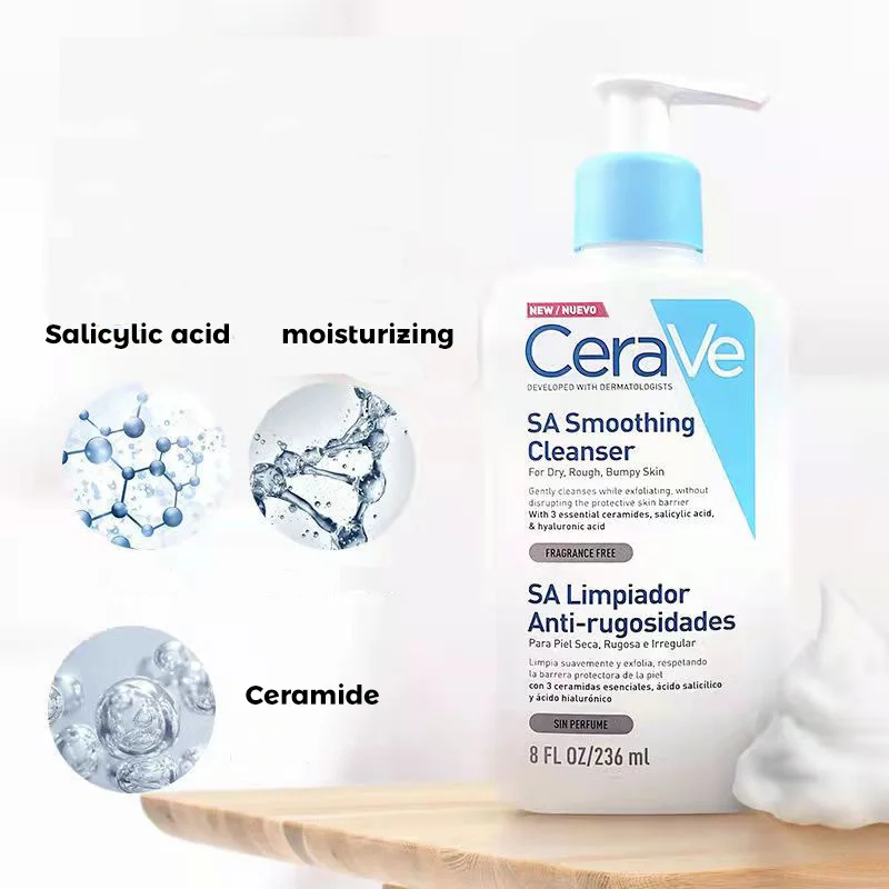 

CeraVe Salicylic Acid Smoothing Cleanser Blackhead Removal Oil Control Without Drying Acne Skin Care Beauty Health 236ml