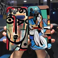 picasso abstract art painting phone case for iphone 11 12 13 pro xs max mini 8 7 plus x se 2022 xr black silicone case