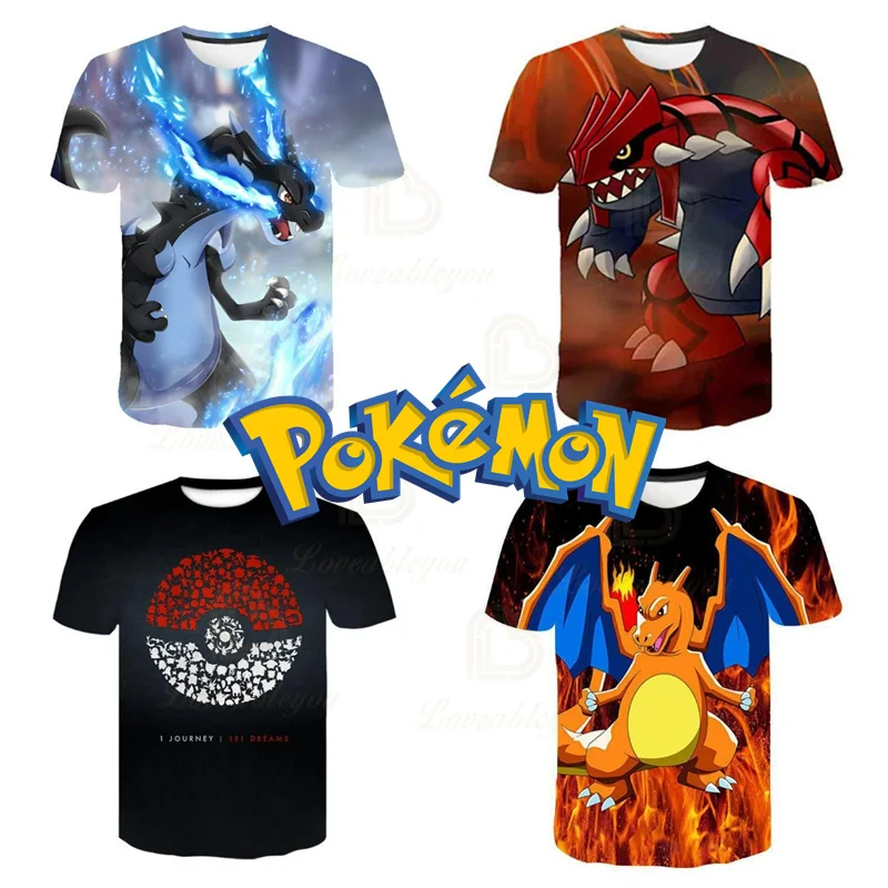 

Pikachu Pokemon Summer T-shirt T shirt Tees Cool Oversized Short Thin Cool Ketchum Charmander Men Personality Outerwear Tops