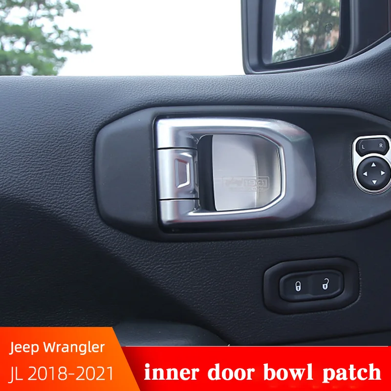 

Car Inner Door Bowl Patch For Jeep Wrangler JL 2018-2022 Metal Protective Sticker Decorative Accessories Black 4PCS