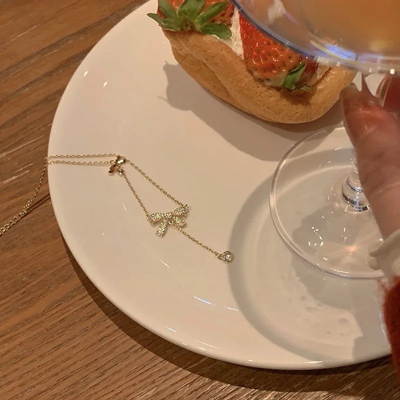 Модное корейское ожерелье с подвеской в виде банта Современное женское