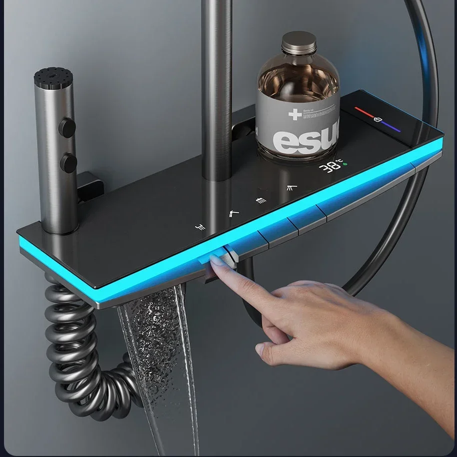 Новый цифровой душевой набор для фортепиано латунный смеситель ванной комнаты с