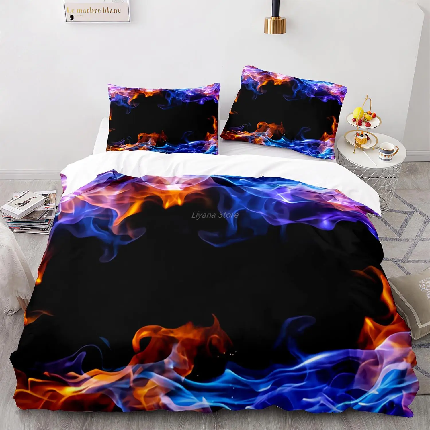

Colorful Flame Bedding Set Twin Full Queen King Size Ice And Fire Blaze Bed Set Children Kid Bedroom Duvet Cover sets 009