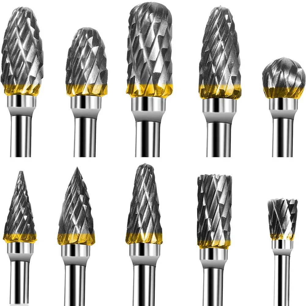 10 pcs 1/8" Shank Tungsten Carbide Milling Cutter Rotary Too