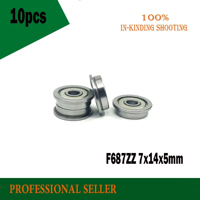 10 шт./лот F687ZZ F687 ZZ 7x14x5 мм, ABEC-1 фланцевый подшипник, тонкие стенки, Глубокие шаровые подшипники