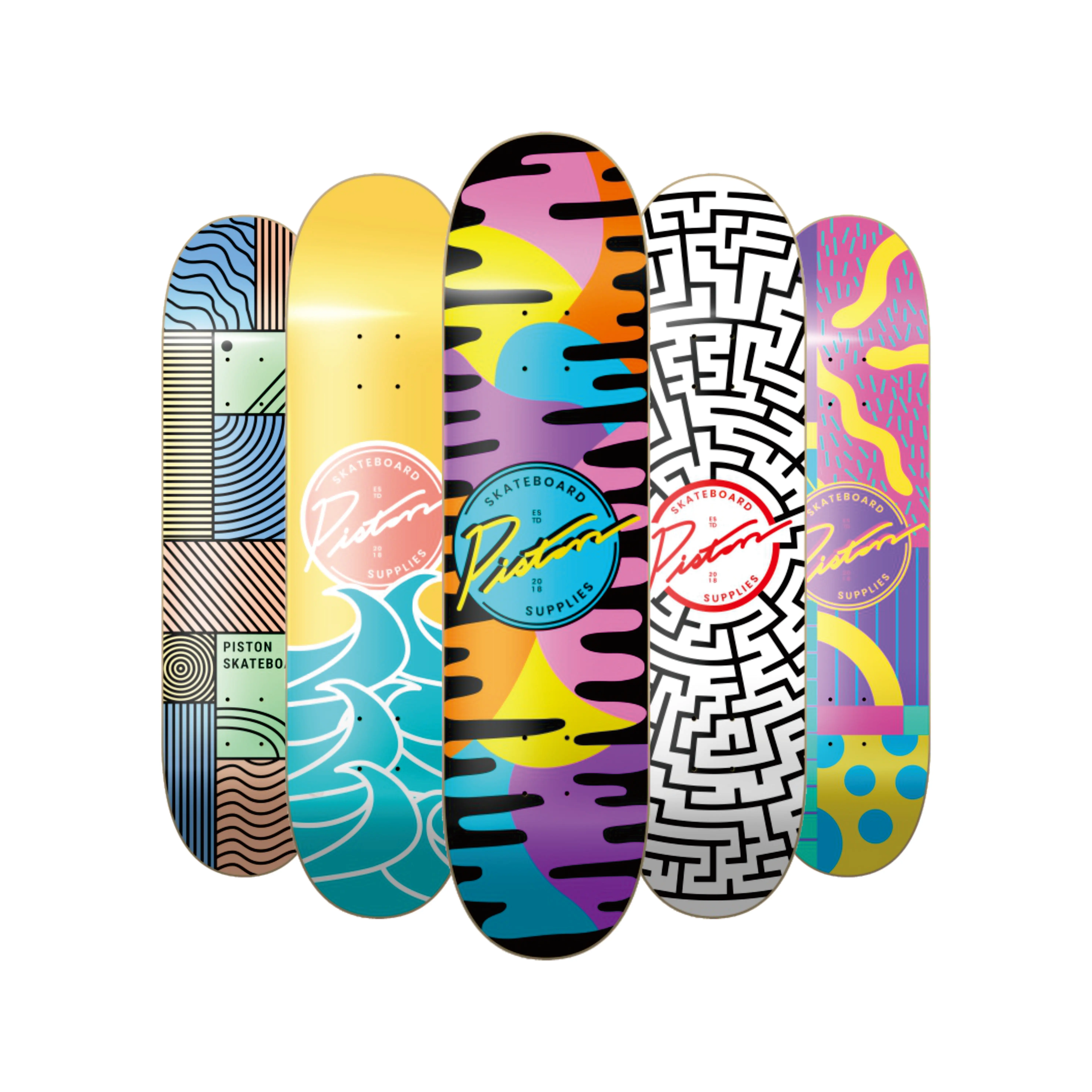 Высококачественный складской скейтборд бренда PISTON 7-слойный китайский кленовый
