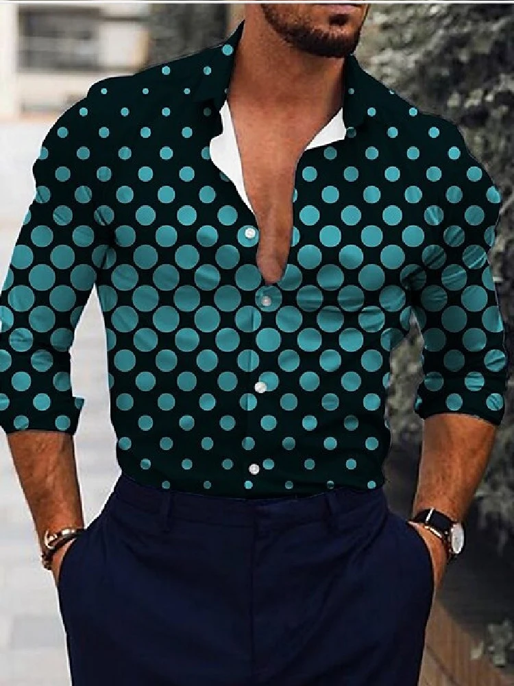 

Мужская Повседневная рубашка, темно-зеленая однобортная Гавайская кофта с длинными рукавами и градиентным принтом, весна-осень 2022