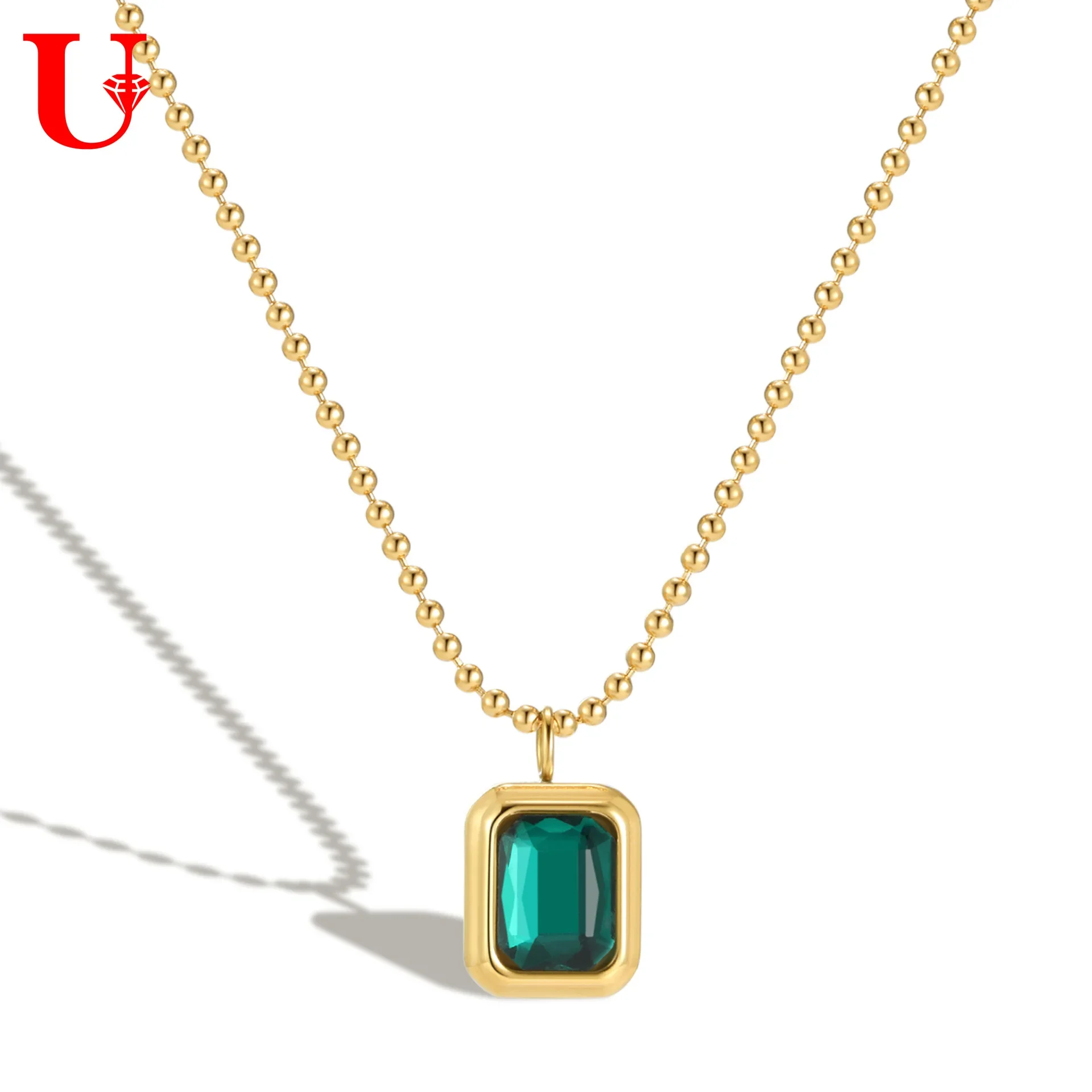 Китайское винтажное роскошное ожерелье из изумрудного циркония с