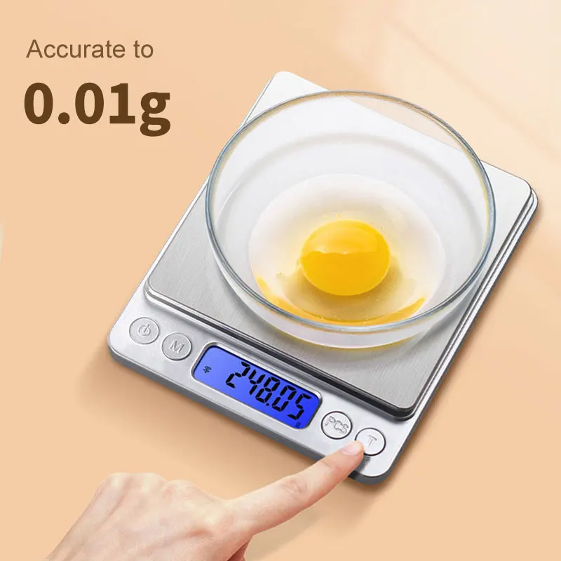 

Kitchen Scale 3kg/0.1g Weighing Food Coffee Balance Electronic Digital Scales Portable High Precision Jewelry Scale 500g/0.01g