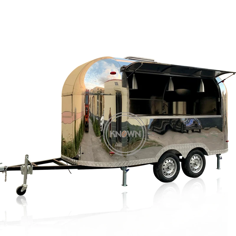 

4M Length Fully Stainless Steel Snack Fast Food Trailer Airstream Coffee Vending Truck Cart Kiosk