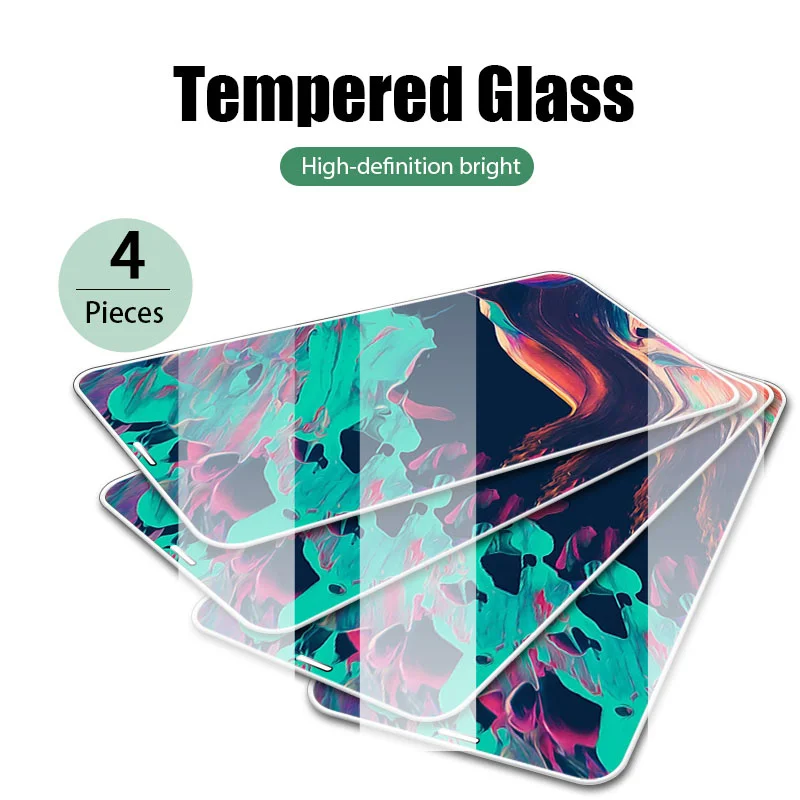 

Защитное стекло 9D для iPhone, 4 шт., Защита экрана для iPhone 11, 12 Pro Max, X, XS Max, XR, 12 Mini, 7, 8, 6S, SE, стекло