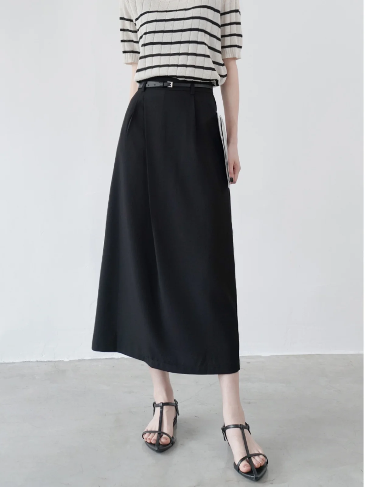 

Черные юбки для Ol, Женская трапециевидная юбка, женская летняя юбка с завышенной талией, Юбки миди