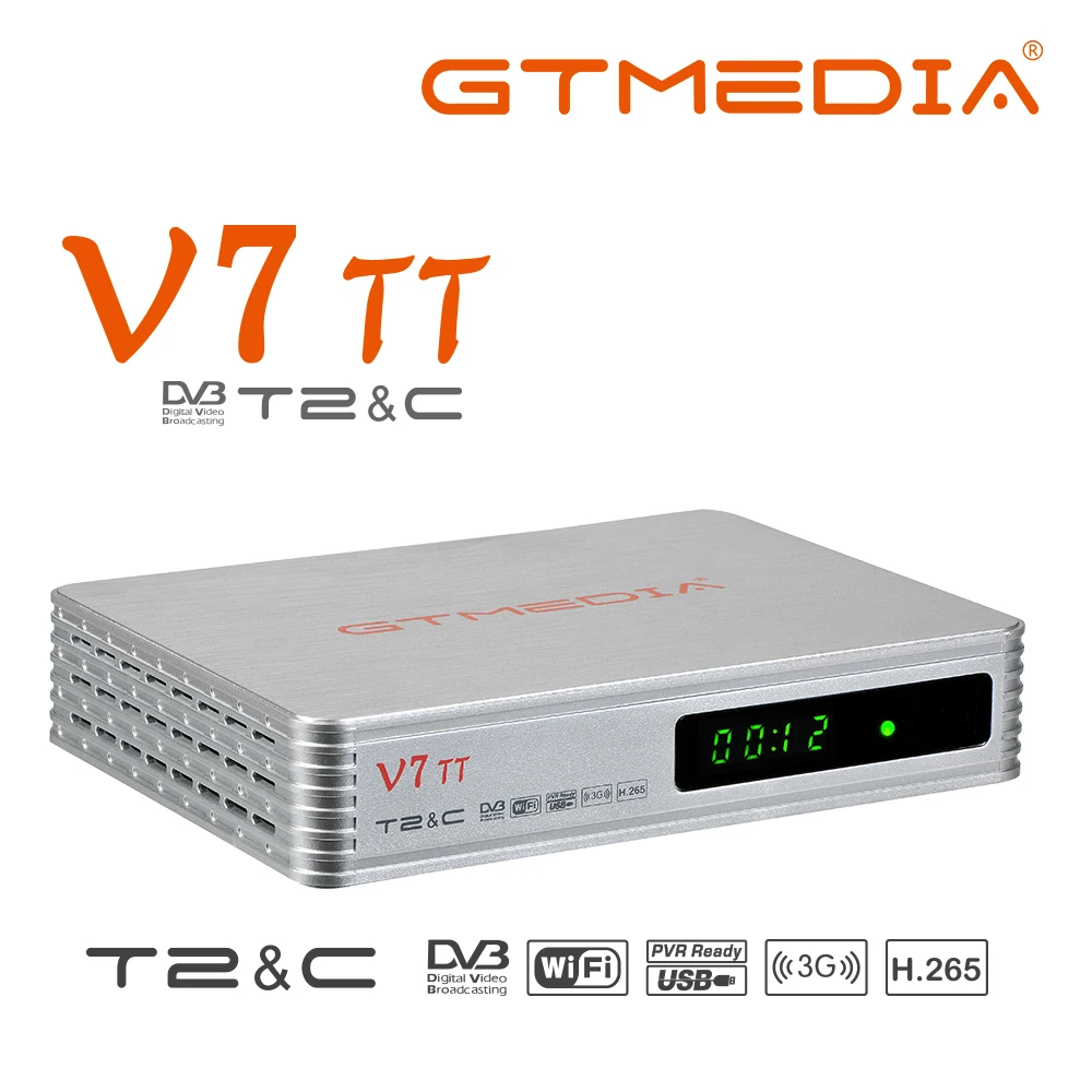 

1080P Full HD GTMEDIA V7 TT Ground Signal Receiver DVB-T/T2/DVB-C/J.83B, H.265 HEVC 10bit Full speed USB 3/4G dongle